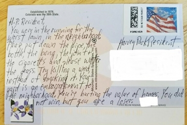 Hateful postcard spreads kindness in Denver neighborhood